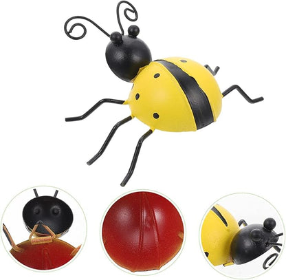 Toyvian 3Pc Simulation Ladybug Iron Garden Decorations Outdoor Ornament for for Holidays and Home Decor