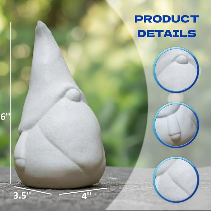 OLOMA Minimalist Garden Gnome Statue Concrete Stone Outdoor Sculpture with Protective Resin Coating Weather Resistant Garden Decor Accent Heavy Durable Patio Lawn Entryway Accent