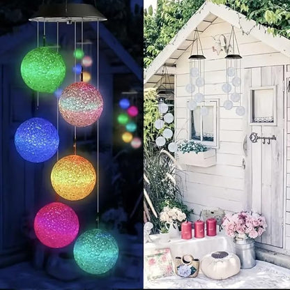 Wind Chime Outside Color Changing Ball Wind Chimes, LED Mobile Solar Lamp for Mom Grandma Waterproof Outdoor Solar Lights for Garden Patio Party Yard.