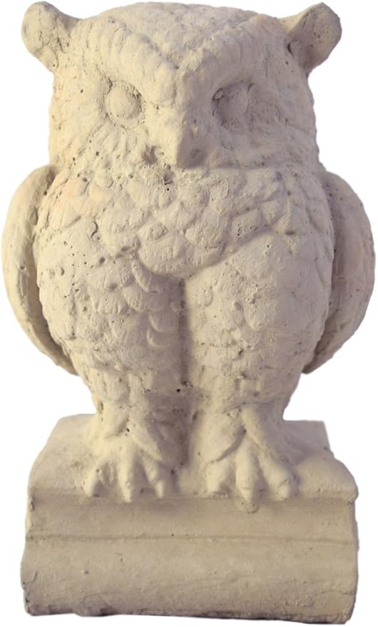Modern Artisans Small Wise Owl Cast Stone Garden Statue, 8" Vintage-Style