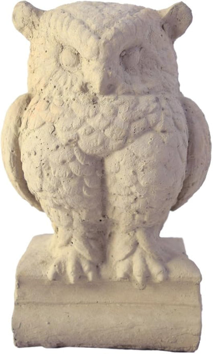 Modern Artisans Small Wise Owl Cast Stone Garden Statue, 8" Vintage-Style