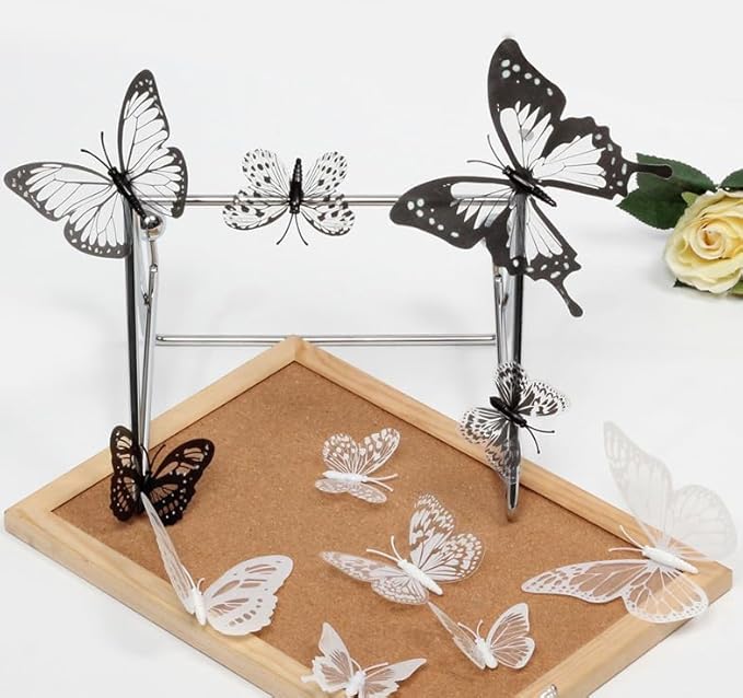 3D Butterfly Garden Stake Decor,10" PVC Butterfly Garden Decor for Outside,Shaking Head Artificial Butterflies for Cake Bouquet Wall Lawn Pathway Plant Pot Flower Bed Yard Decor (50, Black&White Mix)