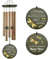 Sympathy Wind Chimes, 36inch Personalized Dragonfly Wind Chimes, for Loss of Loved One, Memorial Gifts for Funeral, Windchime in Memory of Dad/Mom/Husband/Wife (Produced in USA)