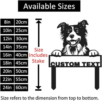 Custom Border Collie Dog Garden Stake Metal Name Sign, Personalized Dog House Garden Sign Customized Border Collie Welcome Signs Address Plaque Gardening Decor Gift for Gardeners Dogs Lover