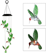 Hummingbird Solar Light - Color Changing Wind Chime for Outdoor Garden, Walkway, Pathway, Backyard - Christmas Decoration, Party Decor (Green Wing)