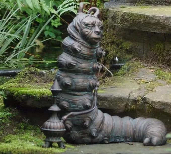 Wonderland Alice and Wonderland Bronze Finish Garden Statue Caterpillar for Indoor Outdoor Patio Lawn Yard