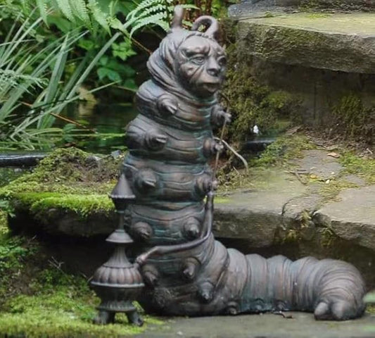 Wonderland Alice and Wonderland Bronze Finish Garden Statue Caterpillar for Indoor Outdoor Patio Lawn Yard
