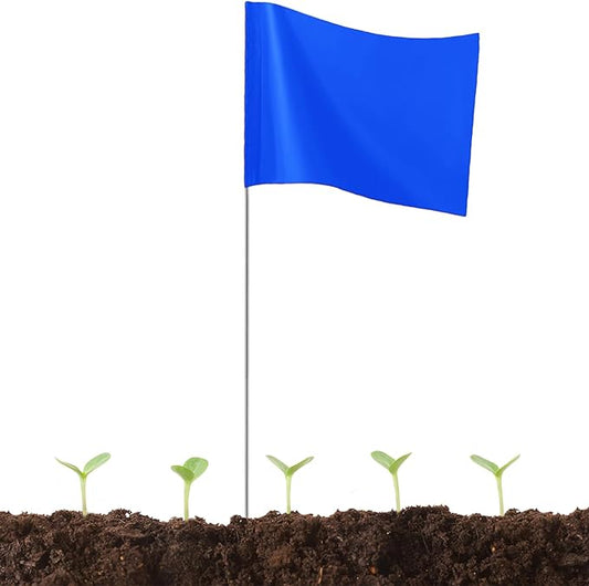 50Pack Blue Marking Flags, JIZHGRAD 15x4x5 Inch Marker Flags Use for Yard & Lawn, Boundary & Dog Training, Survey & Landscape, Sprinkler & Surveyor, Garden & Construction, High Visibility, Sturdy, Versatile, UV & Weather Resistant