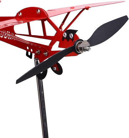 Airplane Wind Spinner 10.6 Inch Iron Metal Windmill Outdoor Decorative Garden Sculpture for Lawn Yard Farm Ornaments Durable Weather