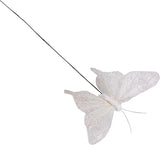 Cartanfill- Feather Fake Butterfly Balcony Decoration, Wedding Home Flower Pot Christmas Valentine's Day Fairy Garden Fairy Garden Supplies, White, 12pcs Wire