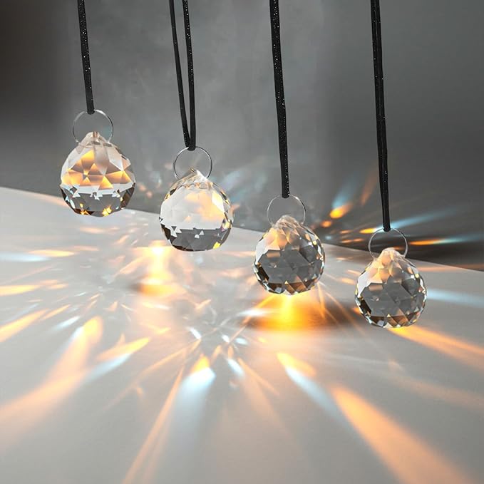 48 Pcs Clear Crystal Ball Prism 20mm Chandeliers Prism Sun Shine Catcher Christmas Crystal Ornaments Rainbow Pendants Maker, Crystals Ball for Window Hanging, Garden Decor, and Gift Making