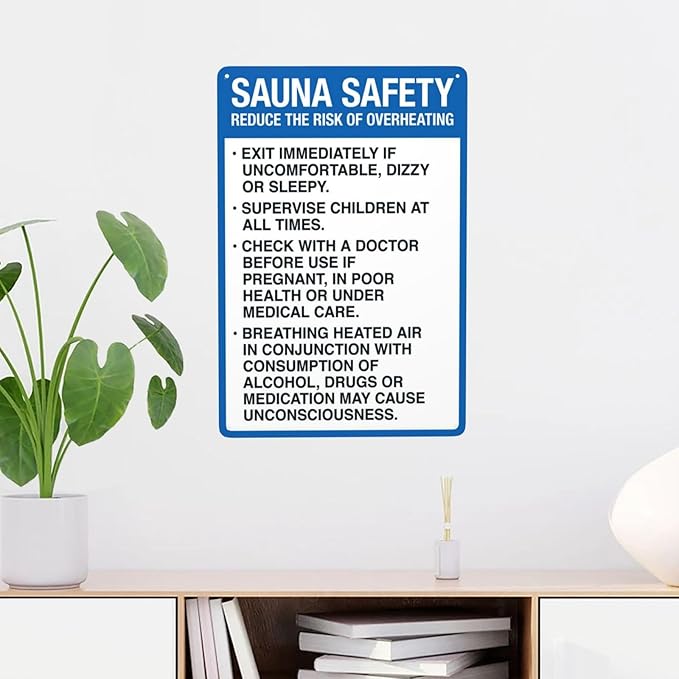 Warning Sign Retro Aluminum Sign Metal Tin Sign, Sauna Safety Sign, Pool Sign Spa Rules Signs, Vintage Style Funny Pool Signs Wall Decor Art 8 X 12 Inches