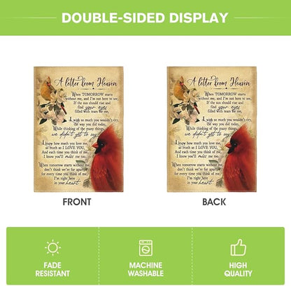 AVOIN colorlife Cardinal Memorial Garden Flag 12x18 Inch Double Sided, A Letter From Heaven Commemorate Cemetery Grave Yard Outdoor Decoration