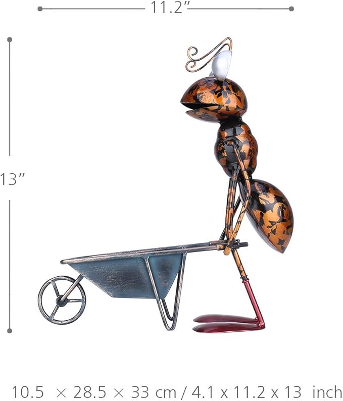 Tooarts Metal Ant Garden Decor Sculpture Home Patio Lawn Yard Indoor Outdoor Statue Ornament with Removable Bucket