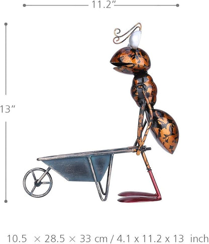 Tooarts Metal Ant Garden Decor Sculpture Home Patio Lawn Yard Indoor Outdoor Statue Ornament with Removable Bucket