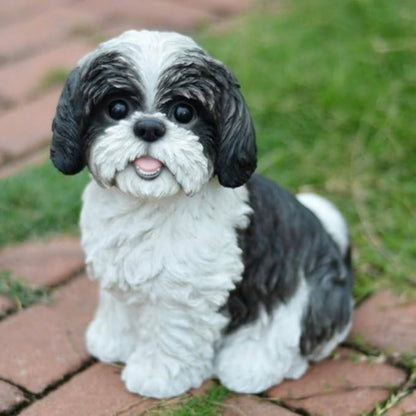 Hi-Line Gift Ltd Sitting Dog - Shih Tzu black and White