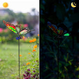 Butterfly Garden Decor for Outside,3 Pack Garden Stakes Decorative Stained Glass Butterfly Decoration Porch Yard Art Outdoor and Garden