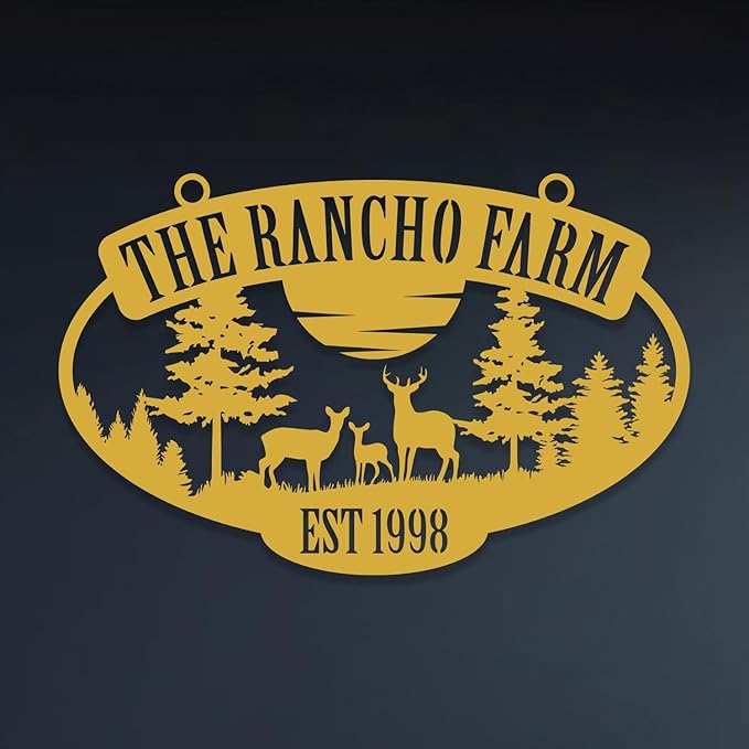 Personalized Metal Farm Sign, Customized Family Name Ranch Sign, Large Last Name Sign for Farmhouse Decoration, Outdoor Farm Wall Art, Welcome Sign, Entrance Gate Sign, Farm Lovers Gift, Garden Decor