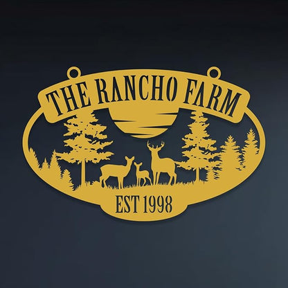 Personalized Metal Farm Sign, Customized Family Name Ranch Sign, Large Last Name Sign for Farmhouse Decoration, Outdoor Farm Wall Art, Welcome Sign, Entrance Gate Sign, Farm Lovers Gift, Garden Decor
