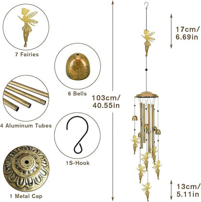 Wind Chimes for Outside Unique - Large Flower Fairy Garden Sympathy Wind Chimes Outdoor Decor, Home/Lawn/Porch/Patio/Yard Decorations, Memorial Festival Gifts for Mom/Mothers/Grandma