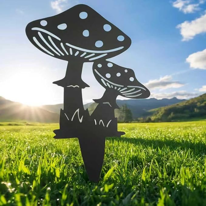 Decorative Garden Stakes， Fairy Garden Stakes, Butterfly Fairy Stakes for Weather Resistant Black Metal Outdoor Decorative Art for Women Gift (Matte Black, 9P-C)