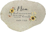 GiftsForYouNow Sunflowers Personalized Memorial Garden Stone, Flat UV Resin Stone, Measures 11.25" W x 7.75" H, God Has You in His Arms, Loss of Mother, Bereavement Gift