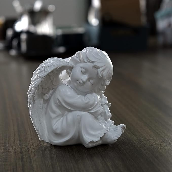 Asng Cherubs Angels Resin Garden Statue Figurine, Adorable Angel Sculpture Memorial Statue, Indoor Outdoor Home Garden Decoration (Hug Little Angel-Right)