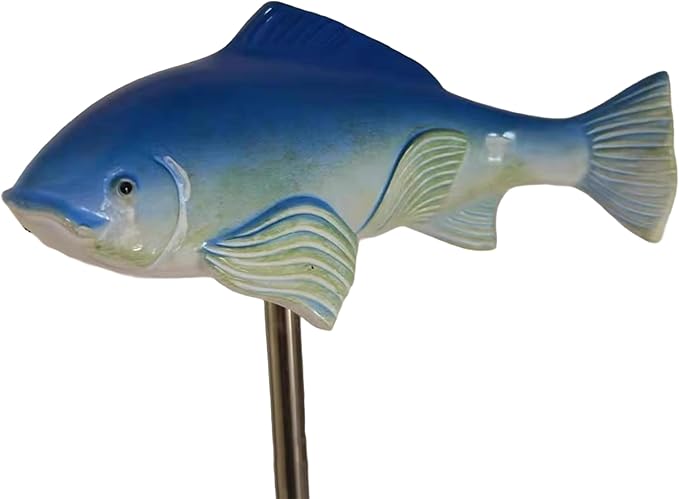 Koi Fish Decor Garden: 3 Pcs Resin Koi Fish Sculpture, Garden Fishes Statue with Stake, for Outdoors, Patio, Yard, Lawn, Pond and Home Decoration (Blue)