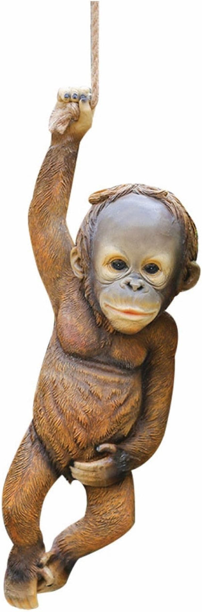 Monkey Statue - Hanging Monkey for Front Yard Decor, Durable Garden Sculptures & Statues, Monkey Figurines for Home & Garden Decor, Monkey Figurine for Animal Garden Decor (Chimp)