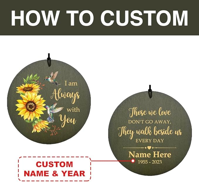 ASTARIN Wind Chimes Outdoor for The Loss of Mom Dad, Personalized Customized WindChimes for Loss of Loved One, Memorial Wind Chime as Sympathy Gift, Home Garden Patio Décor, 36''(Produced in USA)