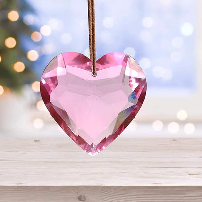 Together-life 2 Pack Heart Crystal Ball Prism Pendant, Clear Glass Crystal Suncatcher Rainbow Maker for Window, Indoor Outdoor Garden Hanging Décor(Pink)