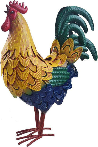 Metal Rooster Statue Garden Chicken Sculpture Decoration Metal Yard Art for Yard Outdoor Indoor Decoration (#M)