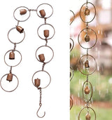 Fdit Metal Rain Chain, Hanging Rain Chime for Gutter Drainage Bell Shaped Decorative Downpipe with Soothing Sound for Balcony Courtyard Garden