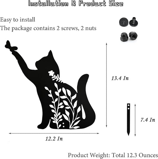 Metal Black Cat Statue - Garden Yard Decoration, Cat Gifts, Outdoor Home Decoration