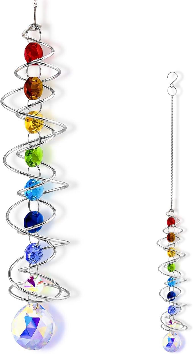 Garden Decor Crystal Suncatcher Wind Spinners Outdoor with Gazing Ball Sun Catchers Indoor Window Hanging Decor Yard Outdoor Home Ornaments Birthday for Women Men Rainbow Maker