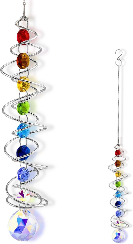 Garden Decor Crystal Suncatcher Wind Spinners Outdoor with Gazing Ball Sun Catchers Indoor Window Hanging Decor Yard Outdoor Home Ornaments Birthday for Women Men Rainbow Maker