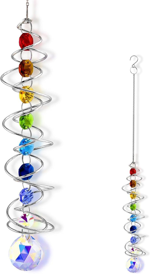 Garden Decor Crystal Suncatcher Wind Spinners Outdoor with Gazing Ball Sun Catchers Indoor Window Hanging Decor Yard Outdoor Home Ornaments Birthday for Women Men Rainbow Maker