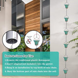 11ft Rain Chains for Outside, 12 Cups Rain Catcher Chain Replacement Downspout for Gutters, Adjustable Length(Green)