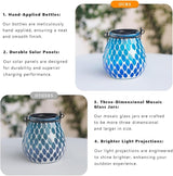 Starsoul 4 Pack Solar Lanterns Outdoor Waterproof, Elegant Blue Glass Mosaic Solar Lantern, Solar Hanging Lights Outside Patio Porch Yard Decor