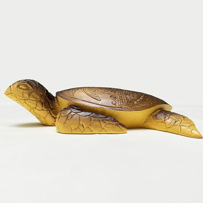 6-Inches Imitative Wood Carving Sea Turtle Statue Resin Hawaiian Turtles Sculpture Garden Tortoise Figurine for Home Decoration Outdoor Patio Lawn Yard Ornaments