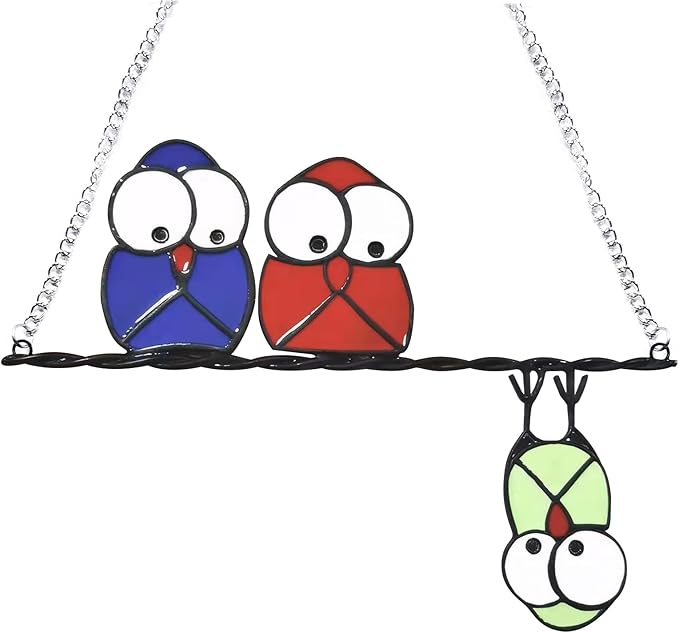 Stained Window Hanging Owl Suncatcher Suncatchers for Windows Decor 3 Owls for Windows Home Garden Decoration Bird Lovers Birthday Gift for Mom