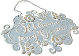 All Chic Welcome to My Garden Sign Hanging Yard Sign for Garden Decor Rustic Farmhouse Backyard Outdoor Wall Decor(Blue)