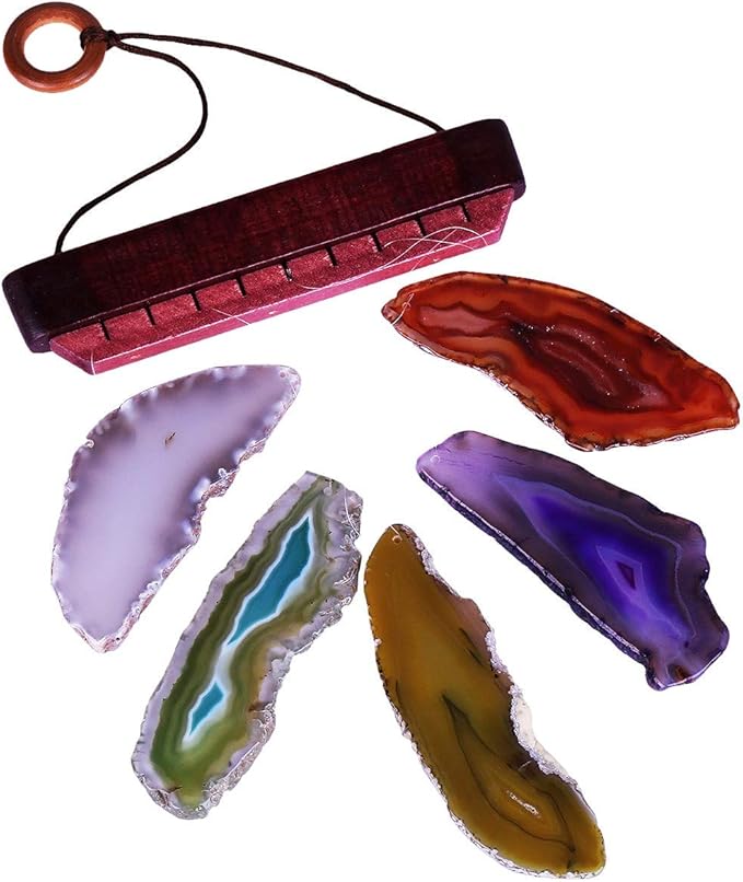 rockcloud Agate Slices Geode Wind Chime Home Garden Decoration Figurine