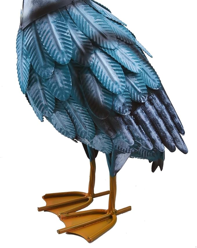 17" Metal Pelican Statue Coastal Ocean Bird Sculpture for Outdoor Garden Yard Art