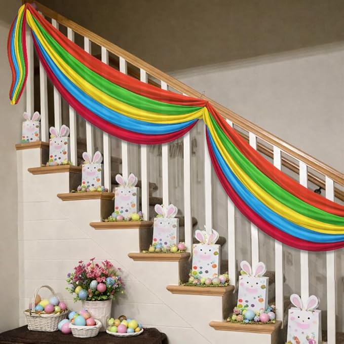 3Pack Colorful Bunting Banner Flags Decoration Birthday Party Bunting 2x20Ft Bright Color Bunting Flag Decor Outside Summer Party Multi-Color Stripes Bunting Decoration Party Garden Porch Classroom & Easter Décor