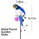 Solar Powered Parrot Garden Stake Light, Warm White LED Crackle Globe Light, Waterproof Metal & Glass Outdoor Decor for Yard, Pathway, Lawn, Patio, and Bird Lover Gift