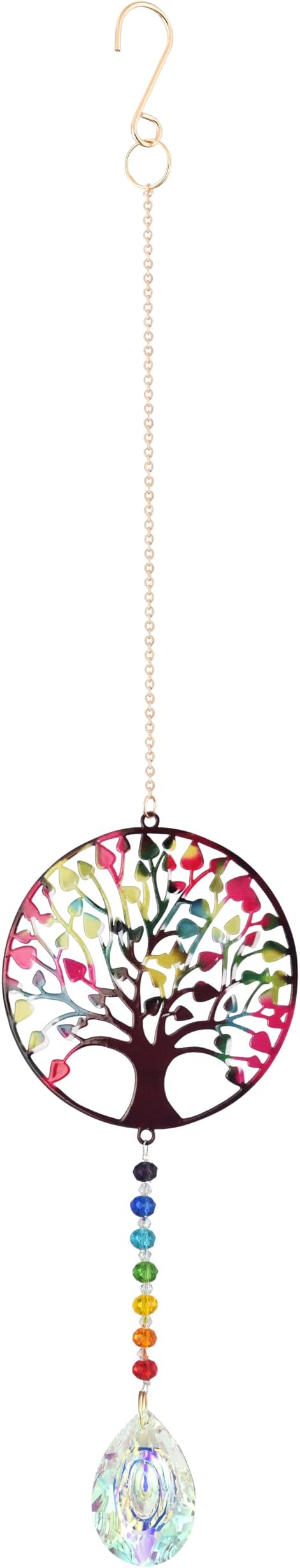 Tree of Life Crystal Suncatcher, Hanging Garden Suncatchers, Tree of Life Crystal Decoration for Window & Garden, Decorative Hanging Ornament
