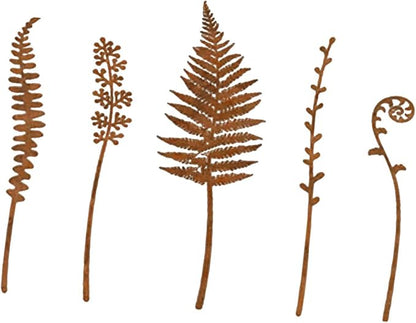 HouseVibe 5Pcs Decorative Garden Stakes Rustic Metal Ornaments for Pathway Outdoor Yard Patio Decor- Style B