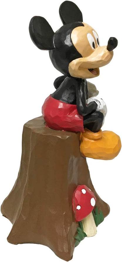 Disney Mickey Mouse Sitting on Stump with Flowers Everyday Outdoor Garden Statue,10 Inches Tall, Official Disney Licensed Product
