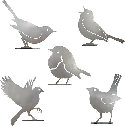 5pcs Metal Birds with Screws Birds Garden Silhouette Fence Decoration Decorative Metal Garden Yard Art Birds Ornaments Modern Farmhouse Patio Yard Landscape, Ideal Gift for Bird Lovers